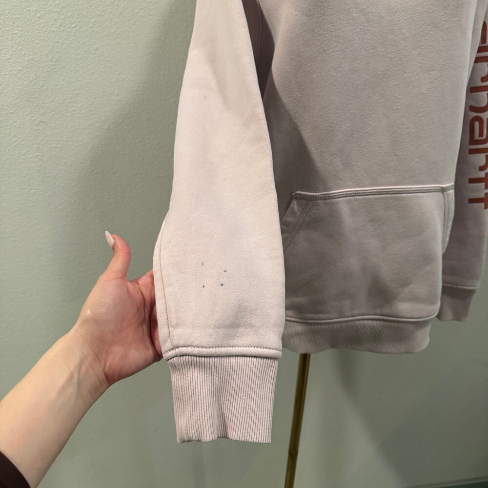 Carhartt Iconic Clarksburg Logo Sweater Hoodie Blush Pink Women Large Cozy - Picture 5 of 9